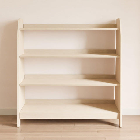 Wooden modern nursery bookcase with four shelves.
