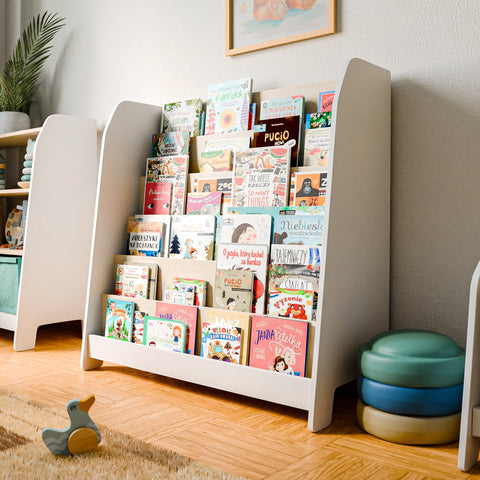 Breites Montessori-Bücherregal mit 6 Ebenen