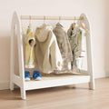 Montessori closet for hanging clothes. Playroom and nursery clothes storage. 
