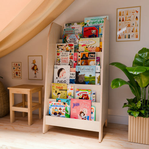6-stufiges schmales Montessori-Bücherregal