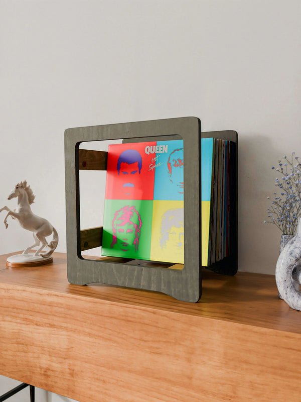 Stojak na płyty winylowe w stylu Mid Century Modern – stylowy stojak ekspozycyjny i pudełko do przechowywania