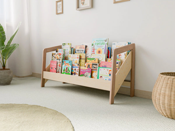 Low Wide Kids' Bookshelf – Front Facing Display - Woodz