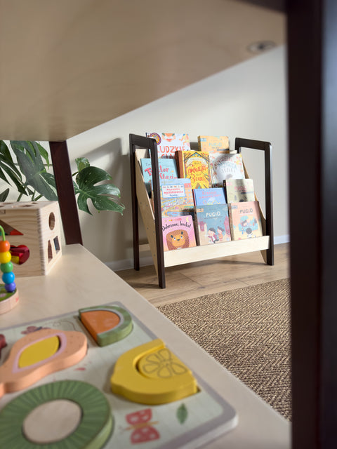 Book Display Nursery Bookcase Walnut Wood — AUREO